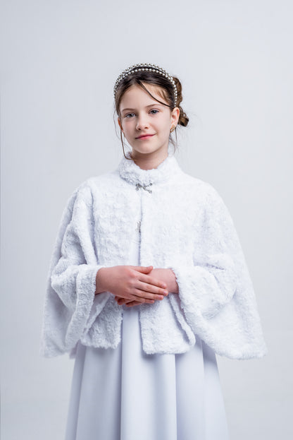 Ponczo z futra różyczka — Katifra Studio