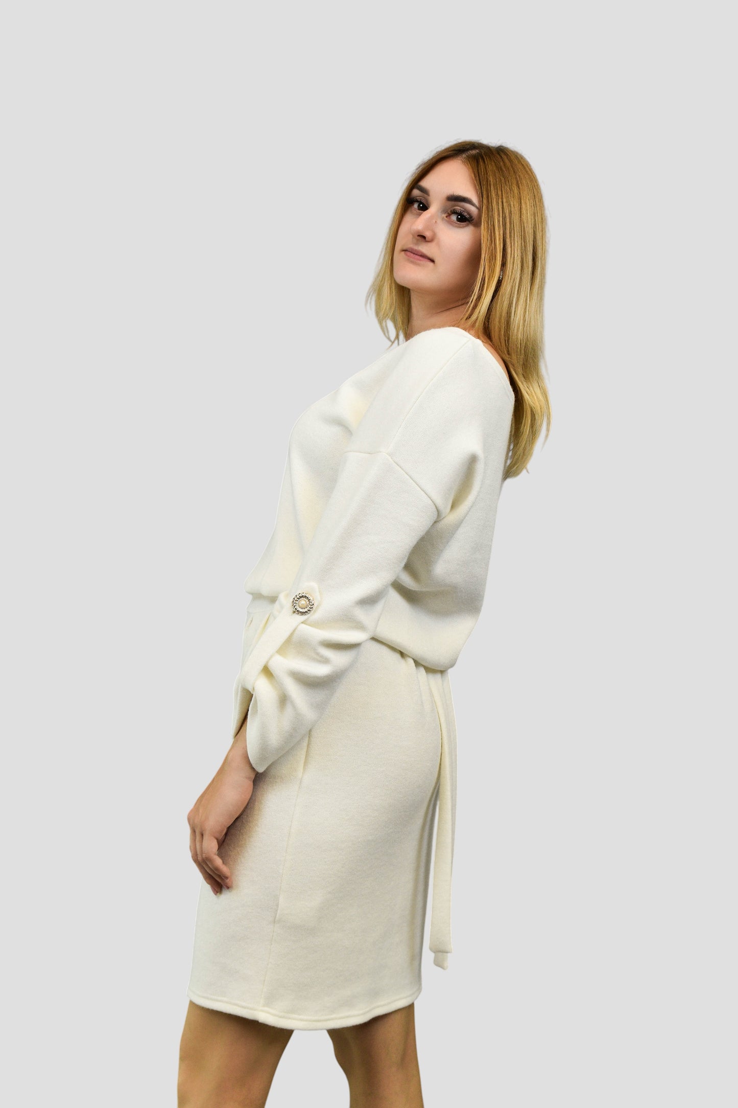 Katifra — sukienka „Autumn Cream” z dzianiny wiskozowej z angorą