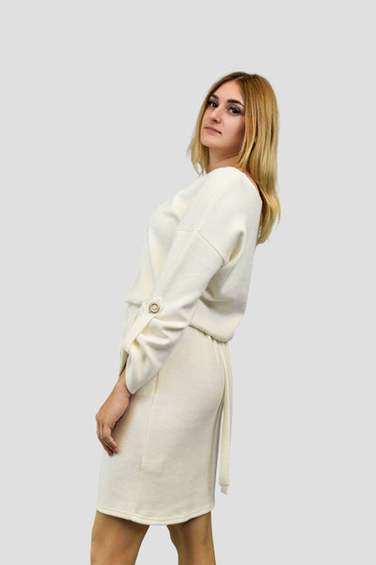 Katifra — sukienka „Autumn Cream” z dzianiny wiskozowej z angorą