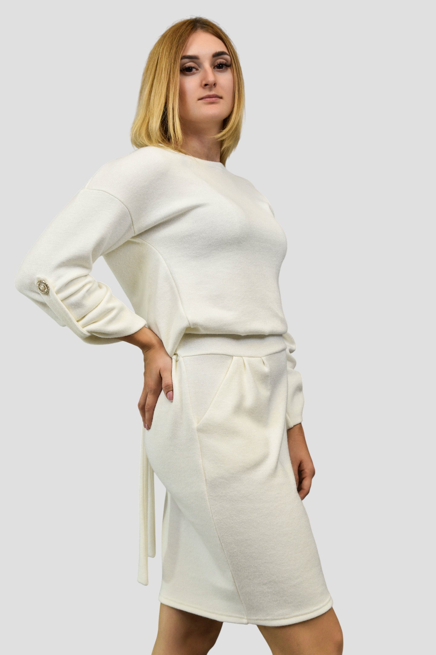 Katifra — sukienka „Autumn Cream” z dzianiny wiskozowej z angorą
