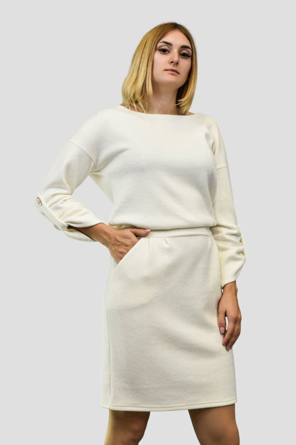 Katifra — sukienka „Autumn Cream” z dzianiny wiskozowej z angorą
